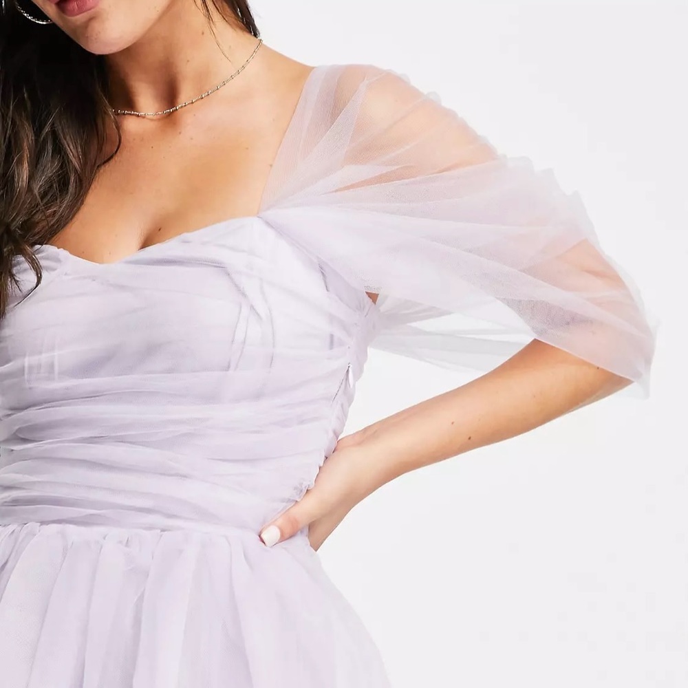 NWT Lace & Beads Lavender Tulle Maxi Gown Dress 2